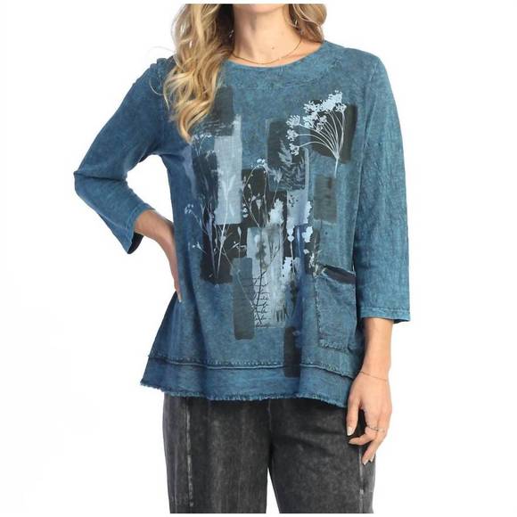 NEW JESS & JANE cotton slub tunic top in sapphire - Picture 1 of 2
